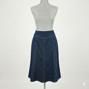 Dressbarn Woman Dark Wash Denim Western Y2K A-Line Midi Skirt Plus Size 20W